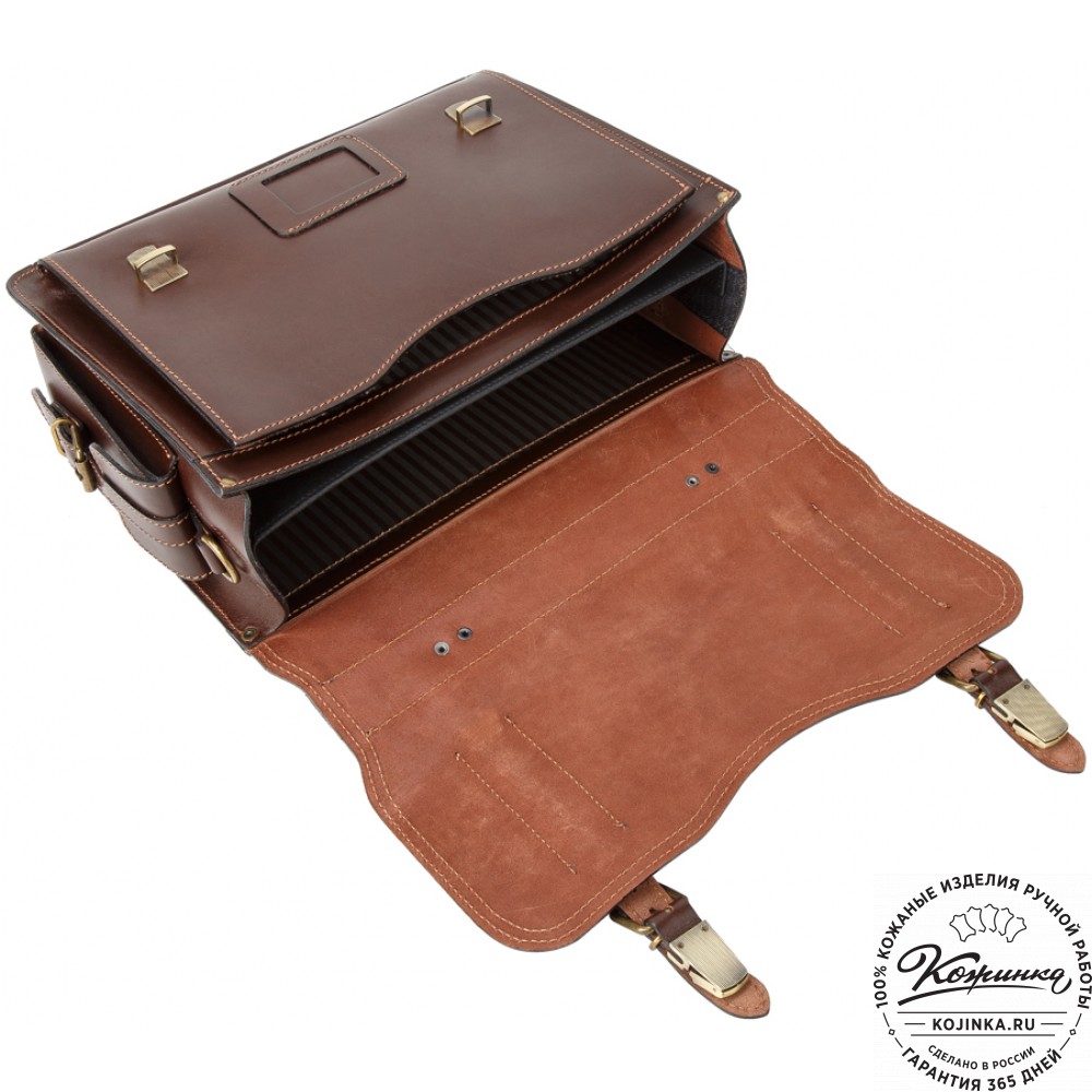 Кожаный портфель-кофр "Адъютант" (тёмно-коричневый)